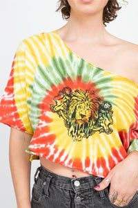 Rasta Reggae Spiral Tie-Dye JahRoots Dread Lion Crop Top