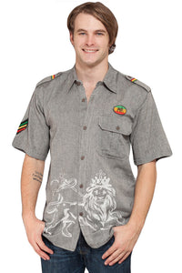 Rasta Reggae Lion Print Button Down Shirt