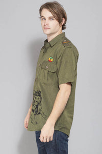 Rasta Reggae Lion Print Button Down Shirt