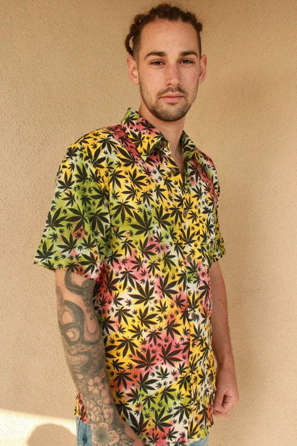 Marijuana Button Down Short Sleeve