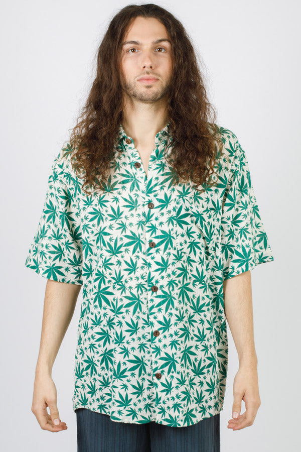 Marijuana Button Down Short Sleeve