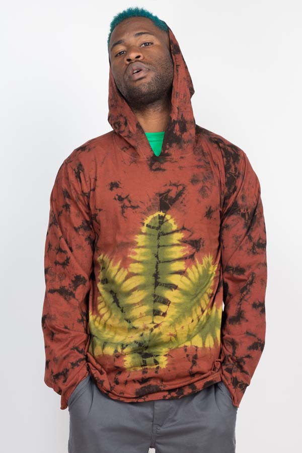 Cannabis Leaf Pullover Tie-dye Hoodie