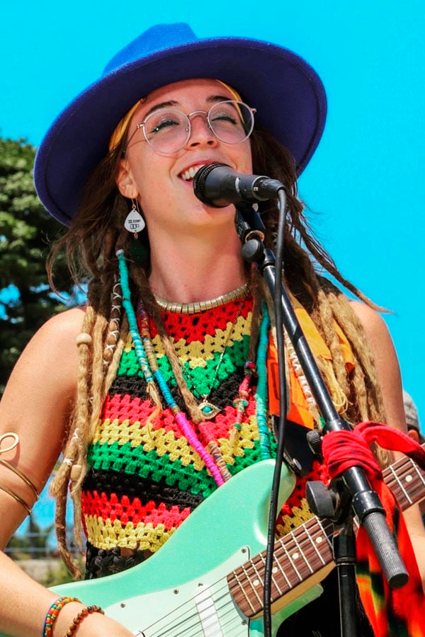 Crochet Rasta crop top with Fringe