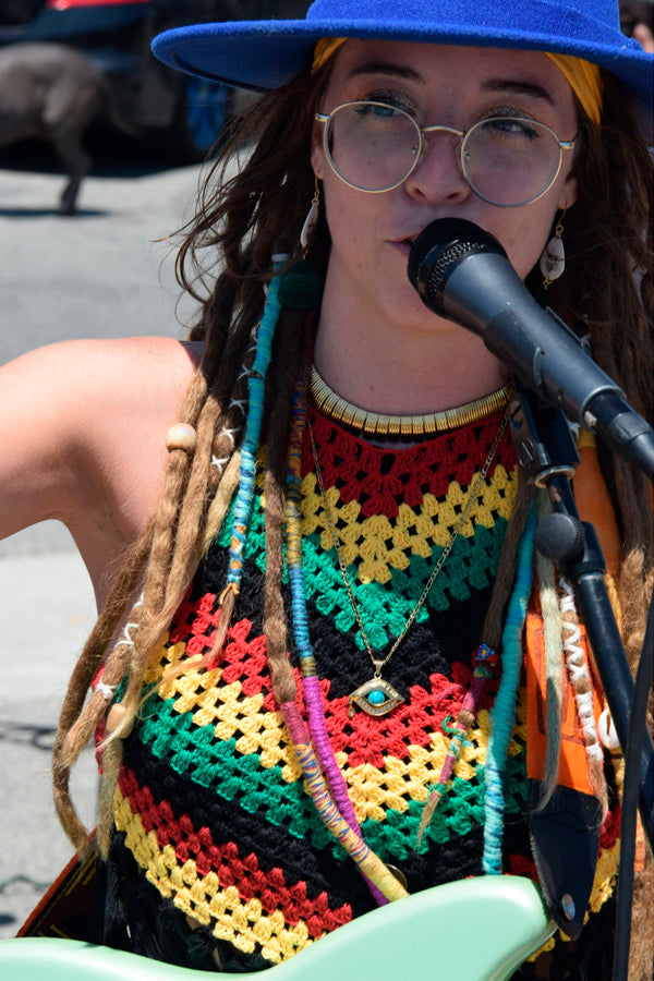 Crochet Rasta crop top with Fringe