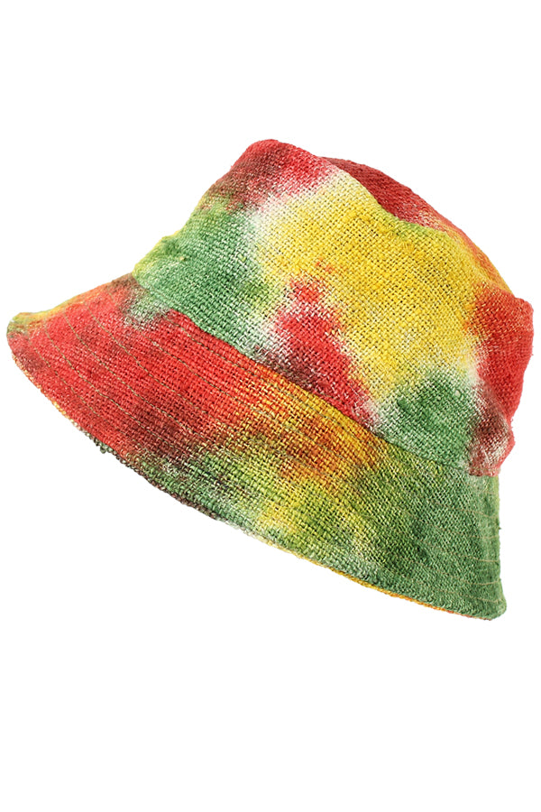Tie-Dye Rasta Reggae Bucket Hat with Cotton Lining