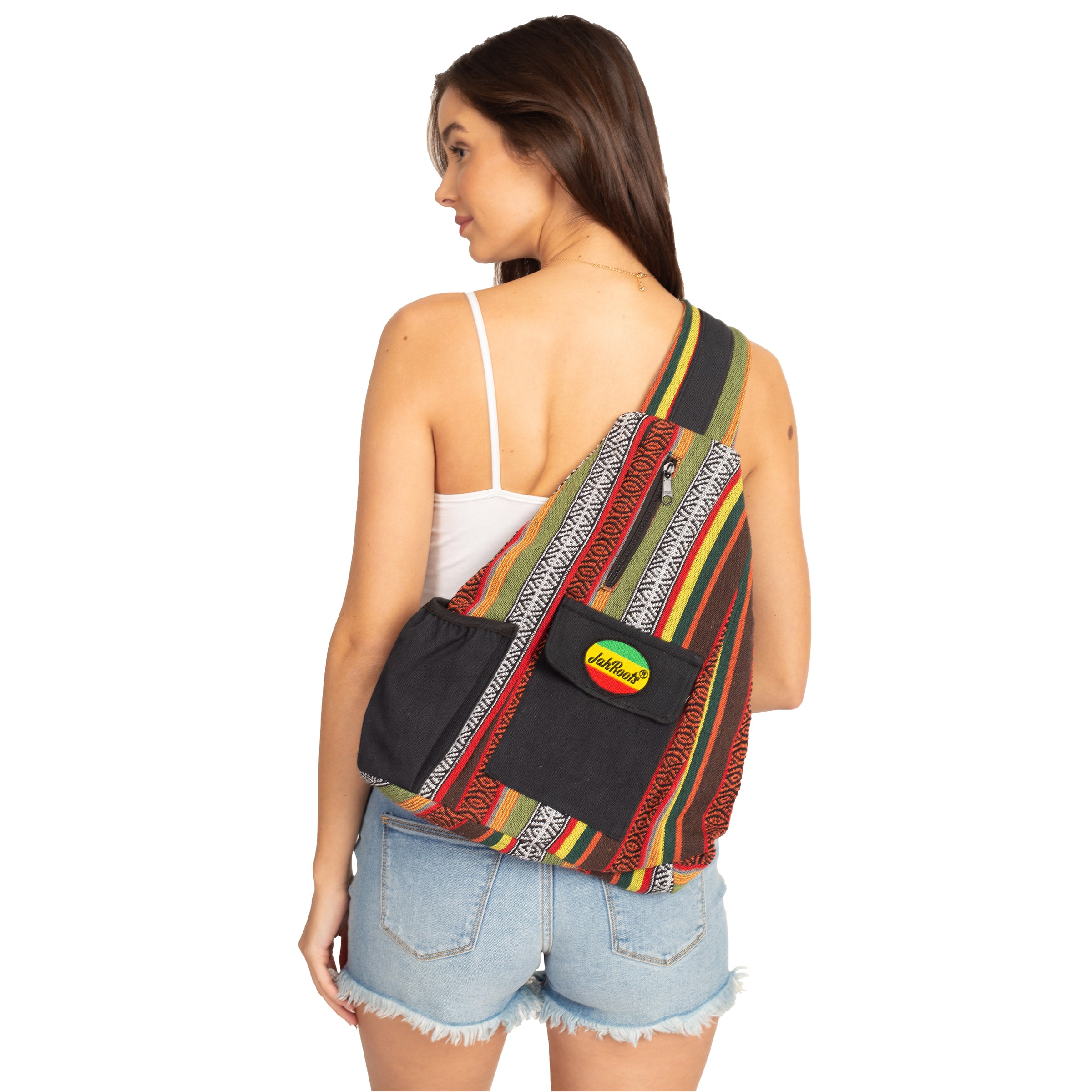 Rasta Stripe Crossbody Sling Backpack